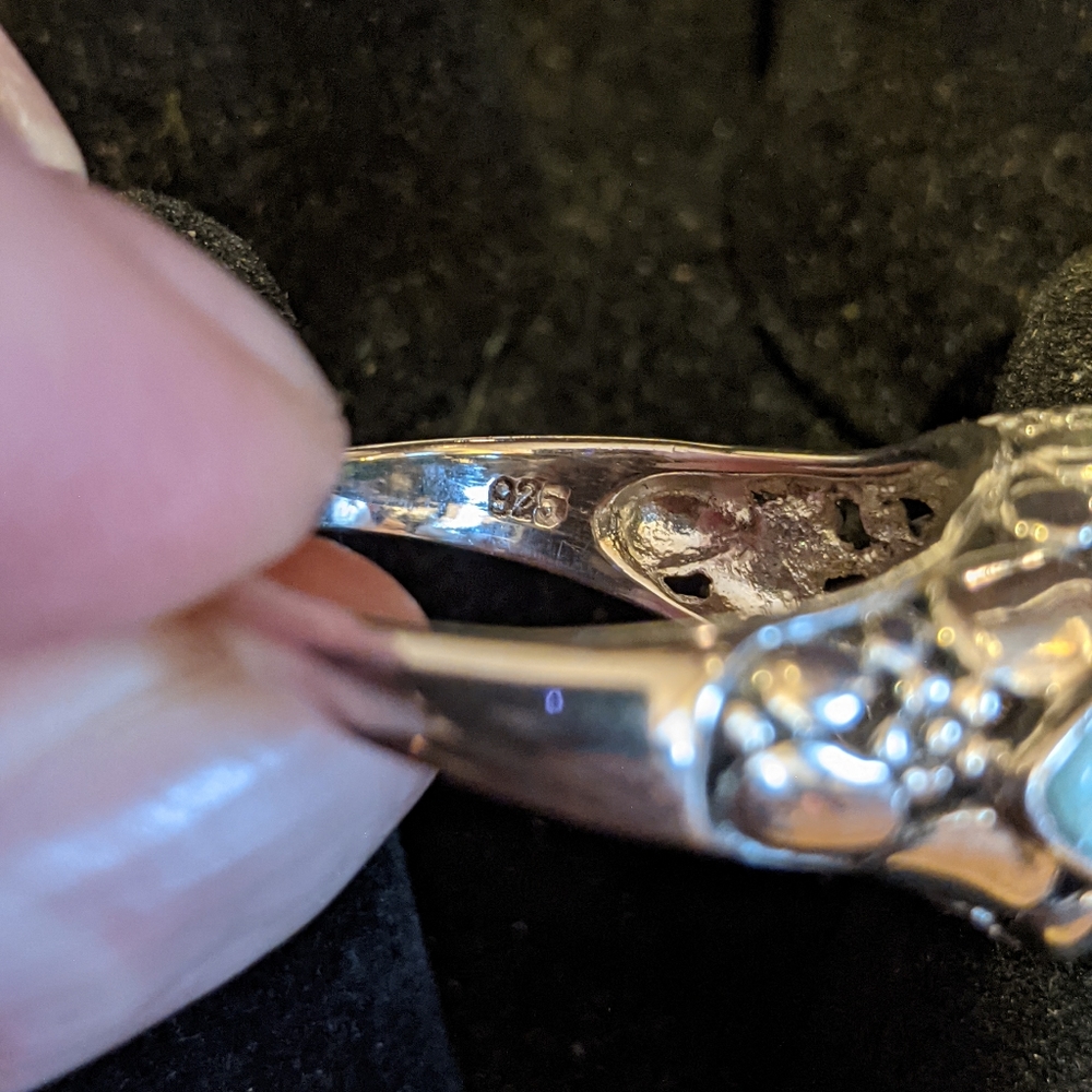 Natural Kingman Turquoise .925 silver ring, size 8 - Picture 10 of 12